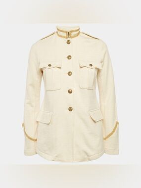 Ralph Lauren Denim & Supply cream and gold metallic military style cotton jacket